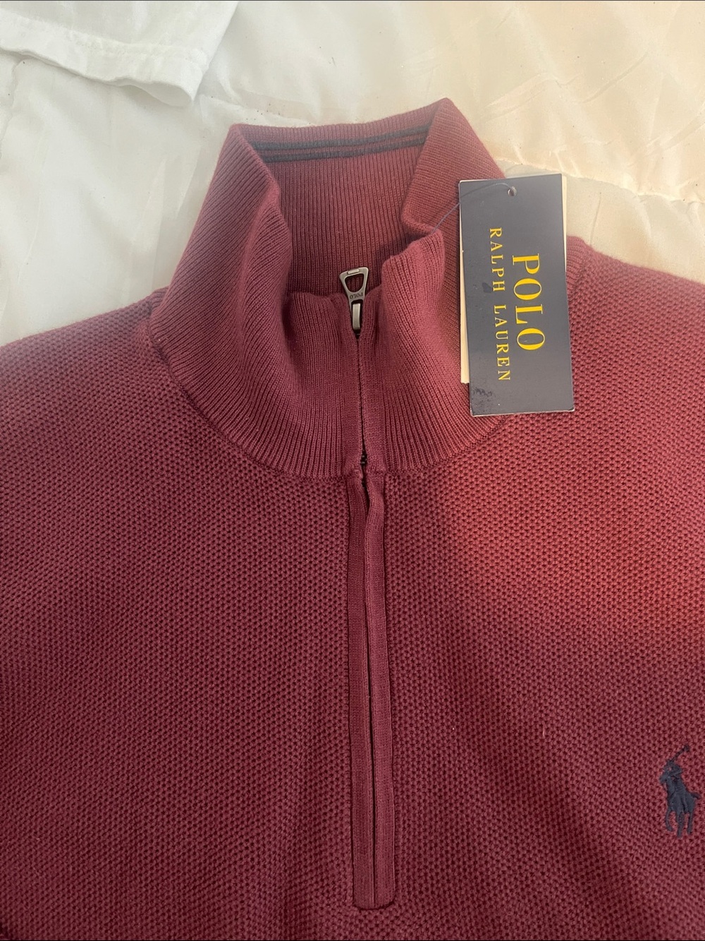 Polo by Ralph Lauren Men's Maroon Half-Zip Sweater - Picture 2 of 4